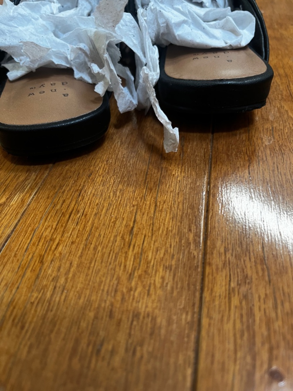 Studded Black Slip-On Mules with Gold Accents - Picture 4 of 13